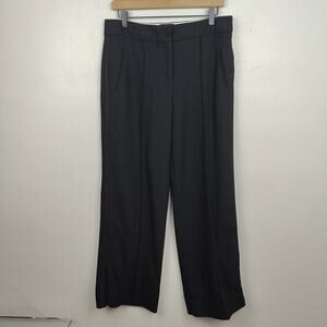 Me + Em Trouser Pants Womens 10 Black‎ Pinstripe Relaxed Ankle Zip Preppy Office